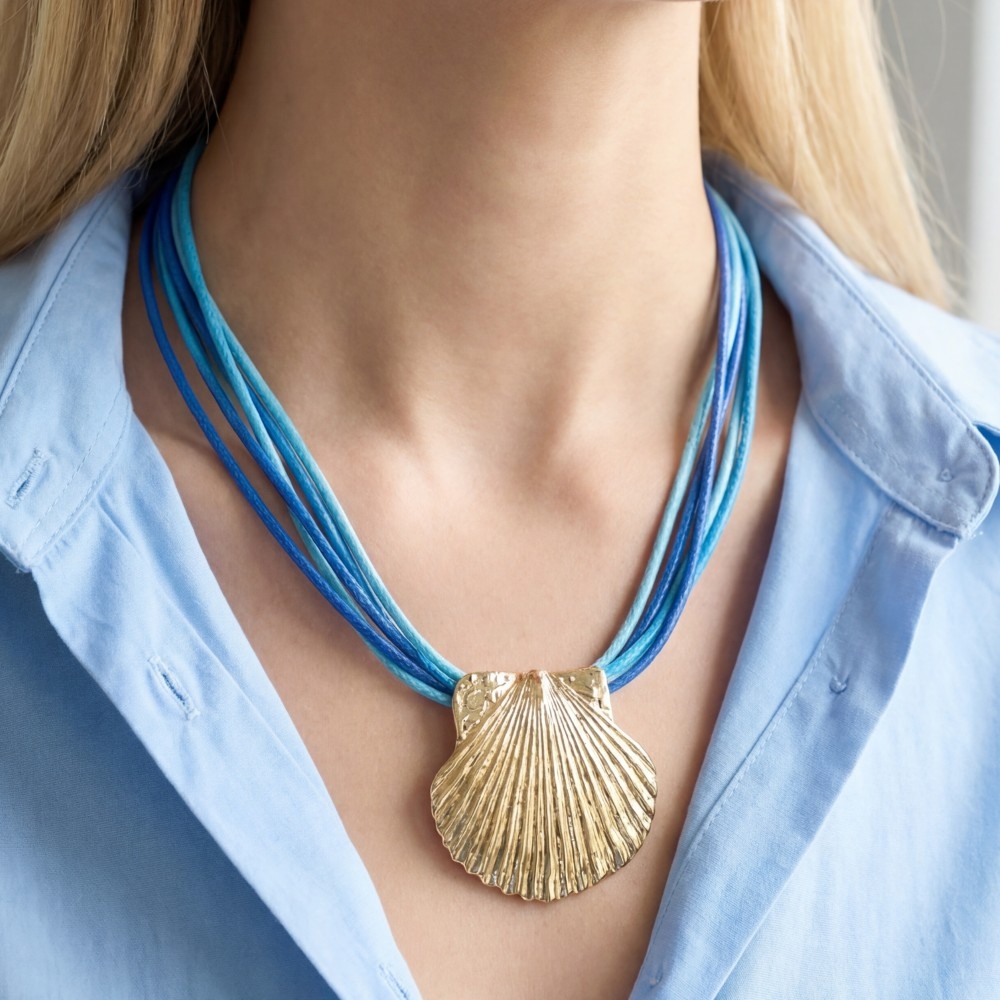 Multi Cord Seashell Pendant Necklace