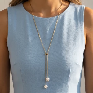 Baroque Pearl Lariat Necklace