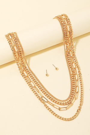 Layered Assorted Chains Necklace Set