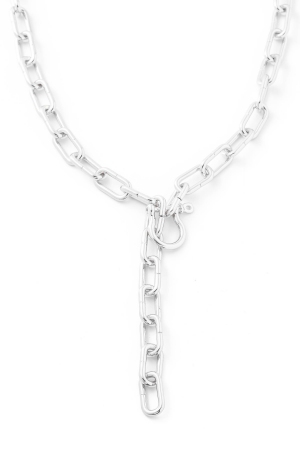 Simple Oval Chain Lariat Necklace