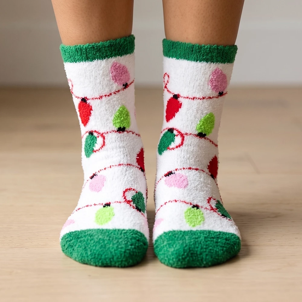 Candy Cane Wreath Cozy Socks Set