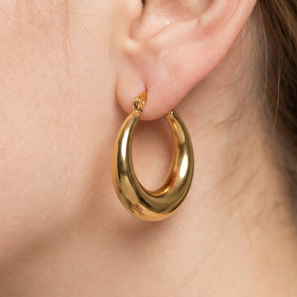 Stainless Steel Latch Hoop Earrings