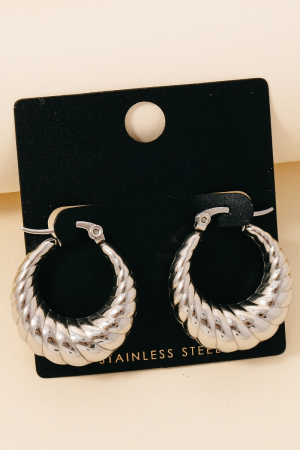 Stainless Steel Croissant Hoop Earrings