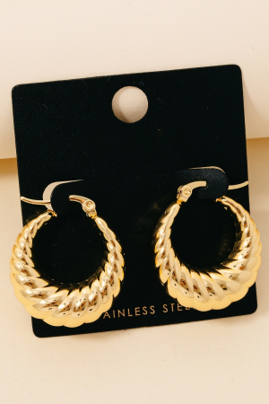 Stainless Steel Croissant Hoop Earrings