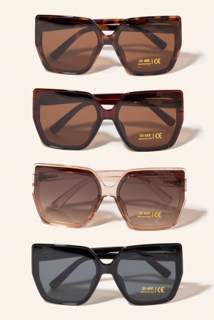 Metallic Accent Large Square Sunglasses
