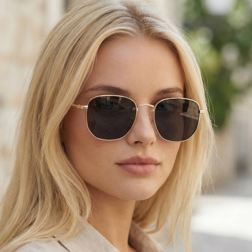 Metal Frame Round Lens Sunglasses Set