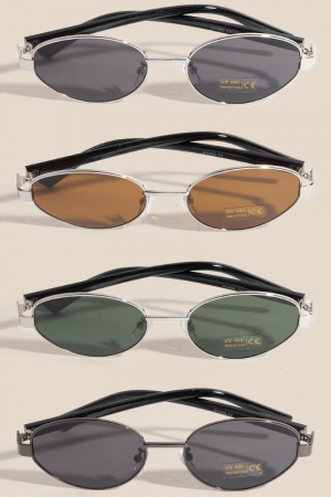 Metal Frame Oval Lens Sunglasses Set
