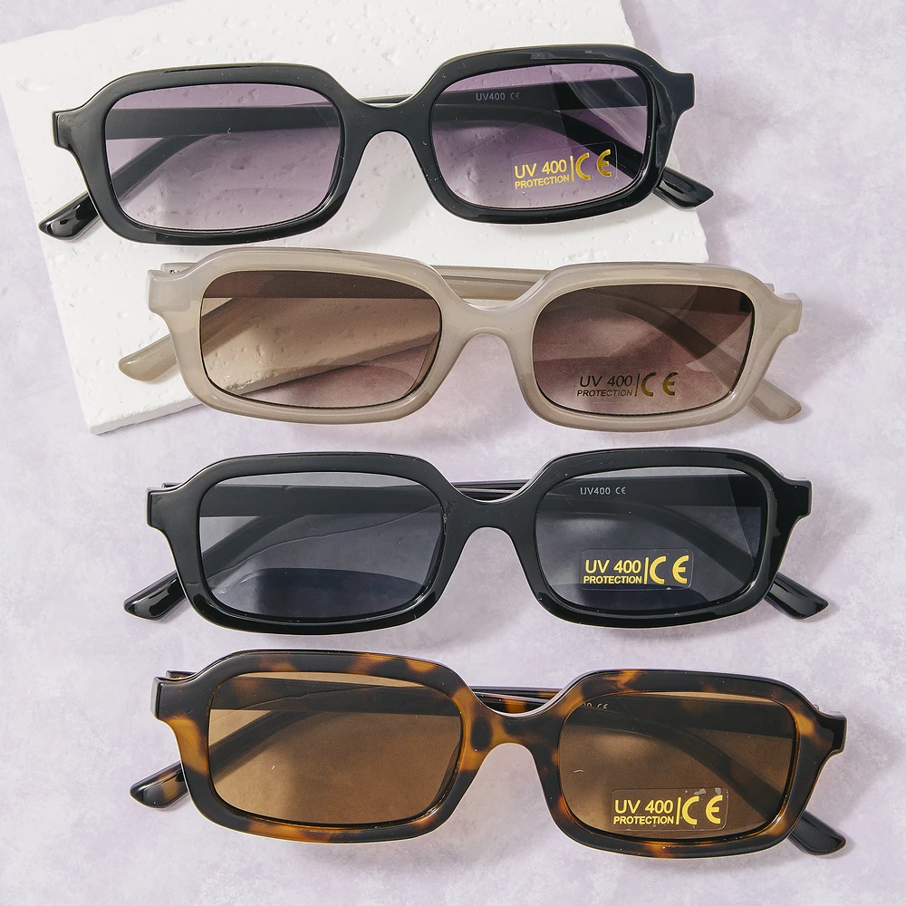 Retro Rectangle Frame Uv400 Sunglasses