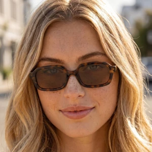 Retro Rectangle Frame Uv400 Sunglasses