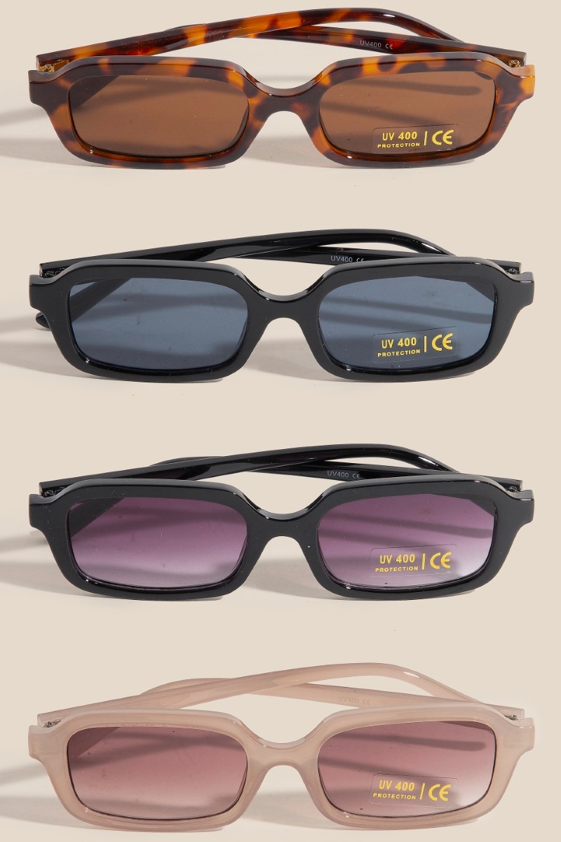 Plastic Frame Rectangle Sunglasses Set