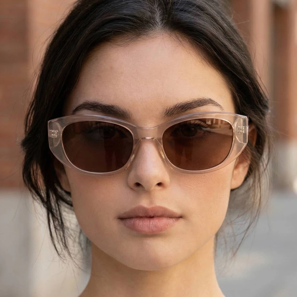 Plastic Frame Oval Lens Sunglasses Set