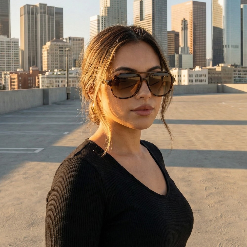 Modern Plastic Aviator Frame Sunglasses Set