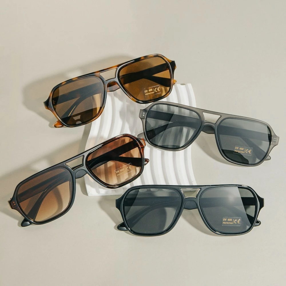 Modern Plastic Aviator Frame Sunglasses Set