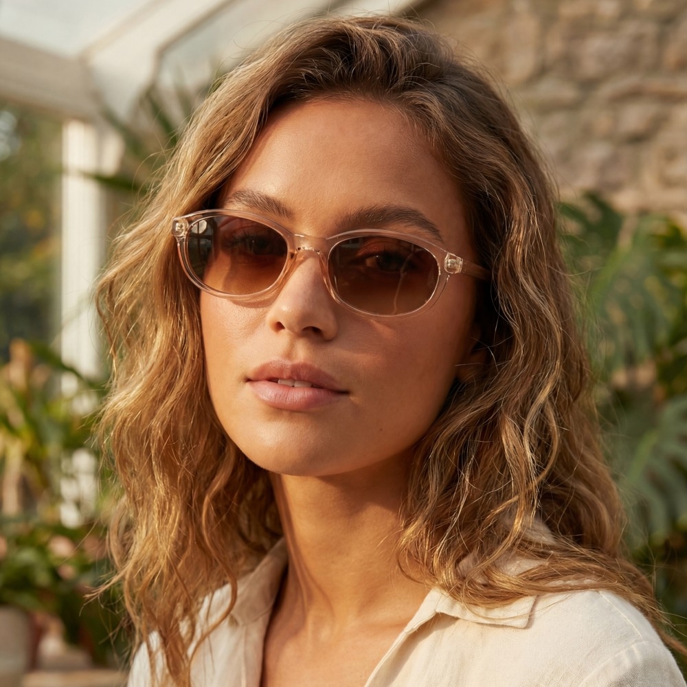 Oval Lens Acetate Frame Sunglasses Set