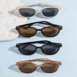 Slim Rectangle Retro Frame Sunglasses