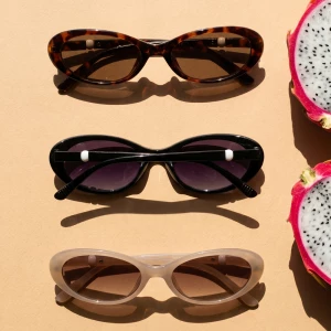 Slim Retro Oval Frame Sunglasses