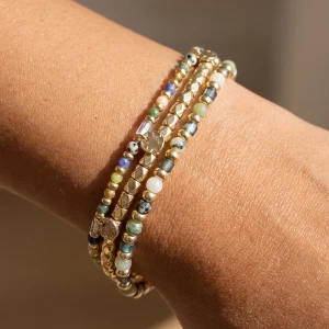 Natural Stone Bead Three Piece Stretch Bracelet Set