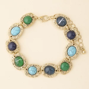 Textured Frame Multi Stone Link Bracelet