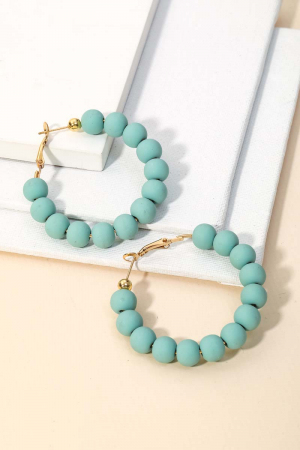 Ball Beaded Latch Hoop Earrings