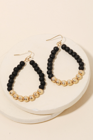 Ball Beaded Teardrop Cutout Earrings