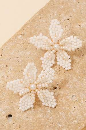 Seed And Mini Pearl Beaded Flower Stud Earrings