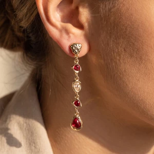 Linear Bezel Crystal Teardrop Cabochon Drop Earrings