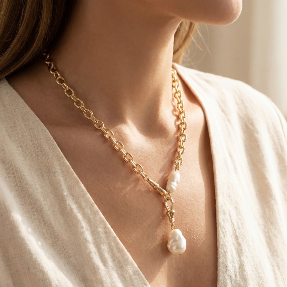 Pearl Pendant Chain Necklace