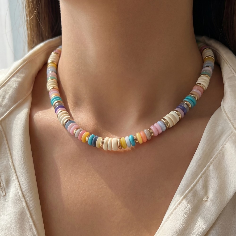 Mixed Disc Beaded Necklace