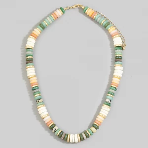 Mixed Rondelle Disc Bead Earth Tone Necklace
