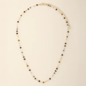 Dainty Faceted Bead Station Chain Necklace