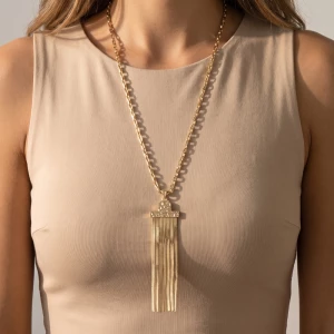 Herringbone Tassel Pendant Long Necklace