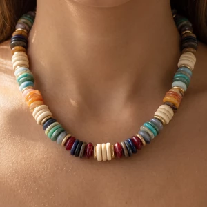 Chunky Mixed Disc Bead Short Necklace
