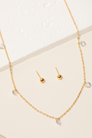 Crystal Charm Station Necklace Set