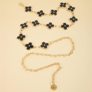Black Enamel Clover Chain Belt