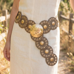 Embossed Leather Concho Disc Belt