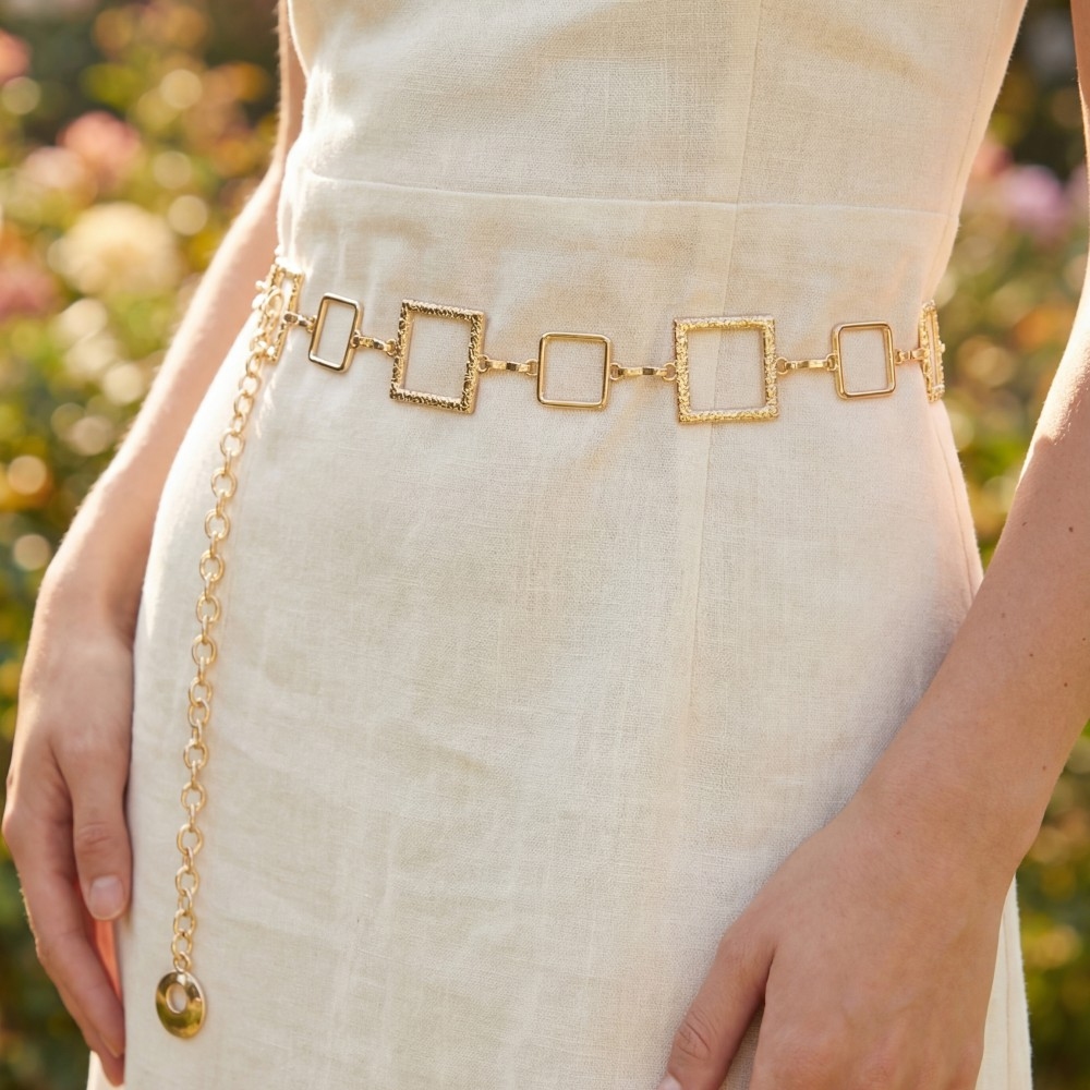 Open Square Link Chain Belt