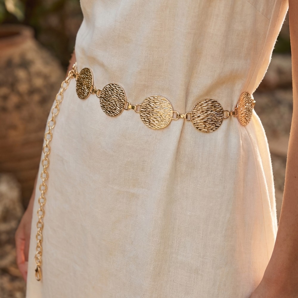 Hammered Circle Disc Chain Belt