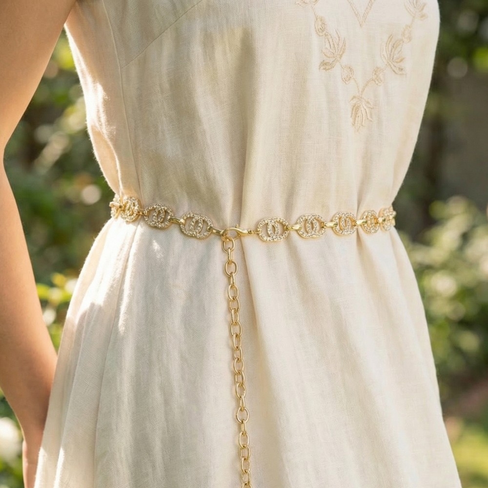 Cz Mariner Double Circle Link Chain Belt