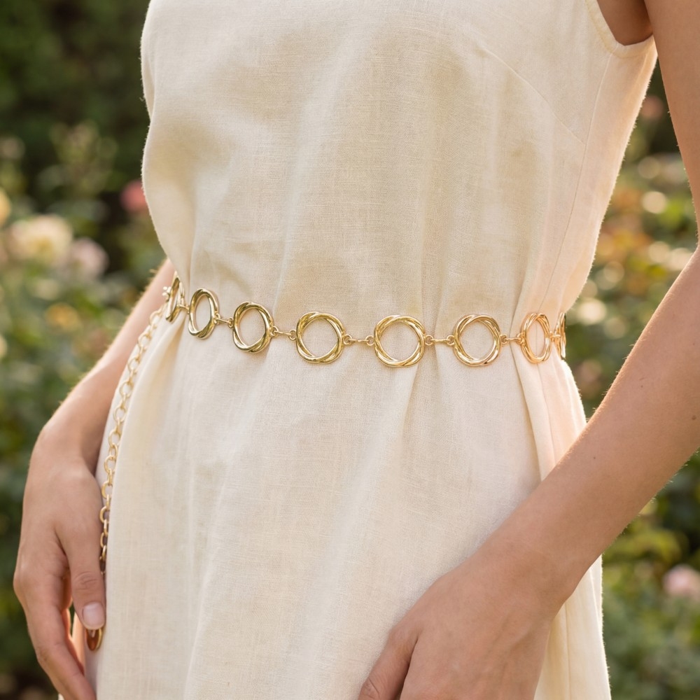 Organic Freeform Open Circle Link Chain Belt