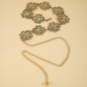 Turquoise Studded Cross Chain Belt