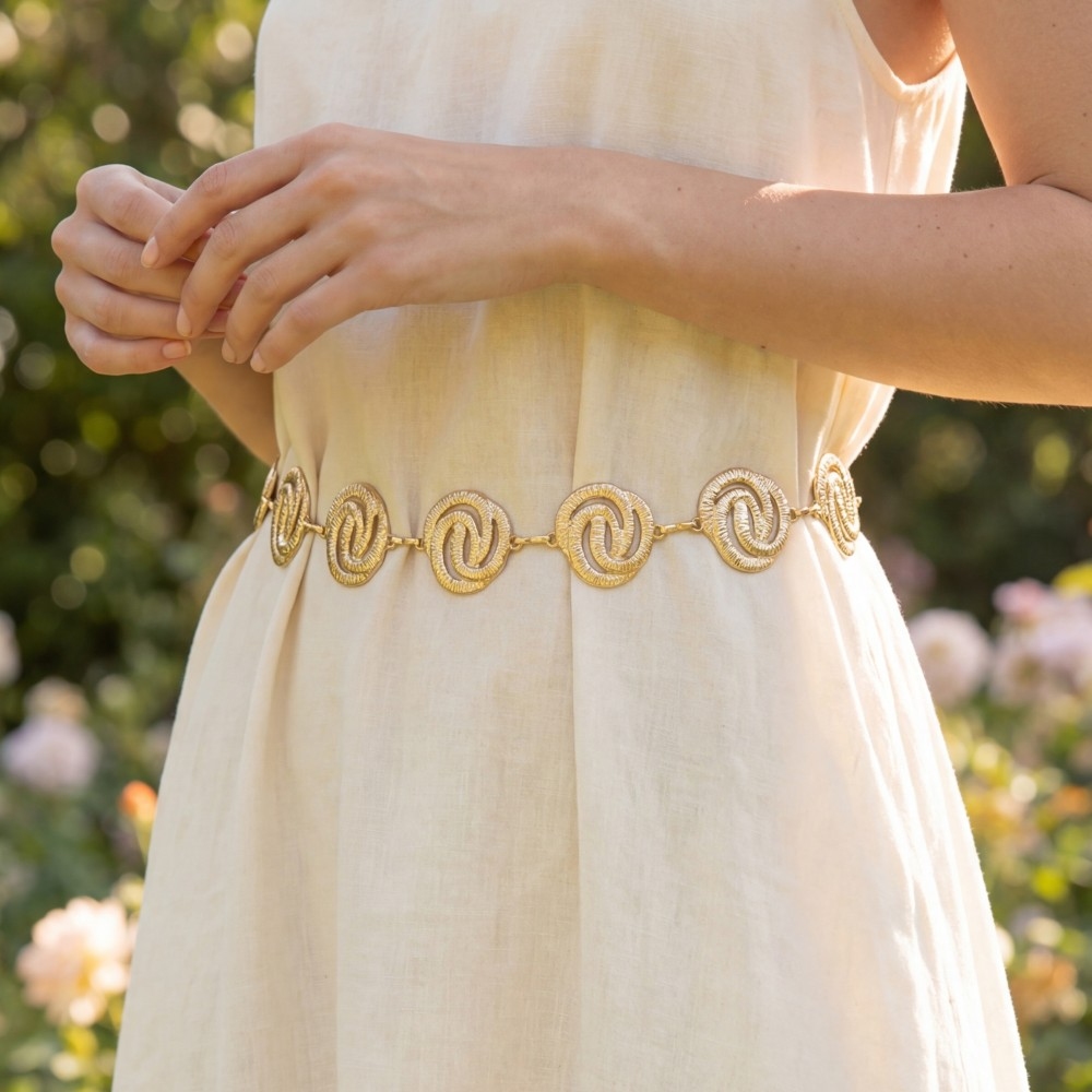 Textured Spiral Concho Chain Belt