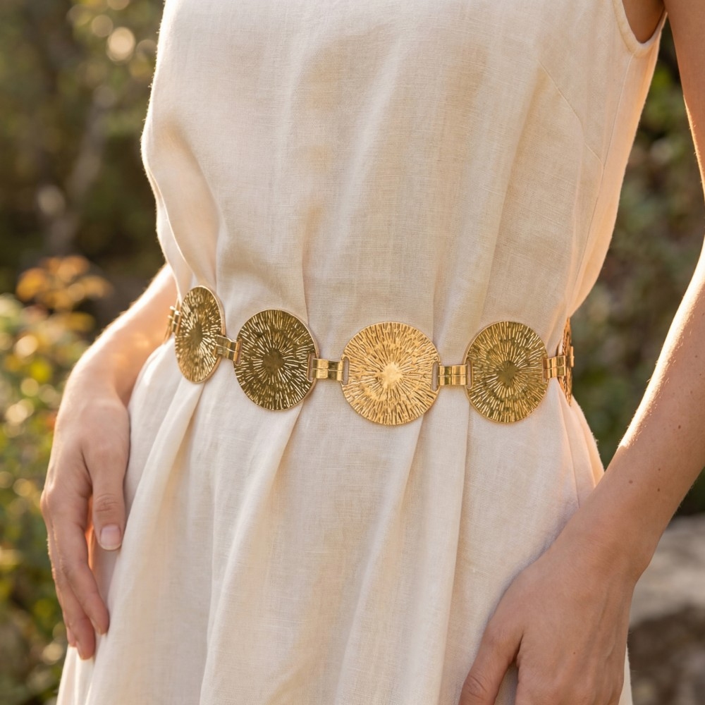 Etched Round Disc Chain Belt