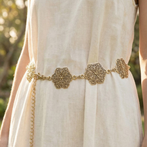 Filigree Floral Medallion Link Chain Belt