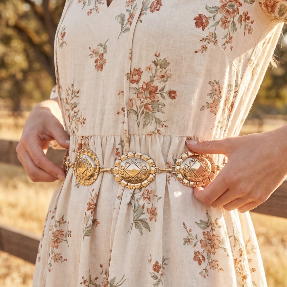 Round Filigree Concho Chain Belt