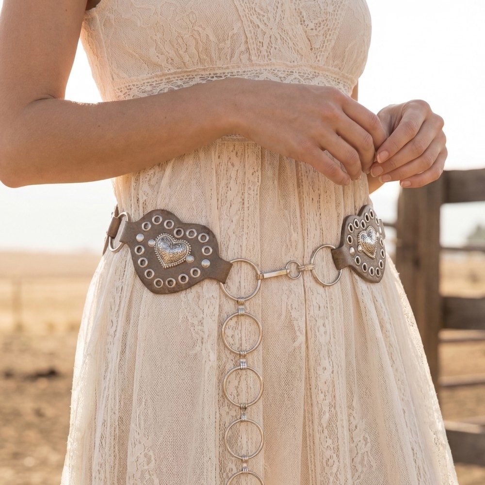 Heart Concho Ring Chain Belt