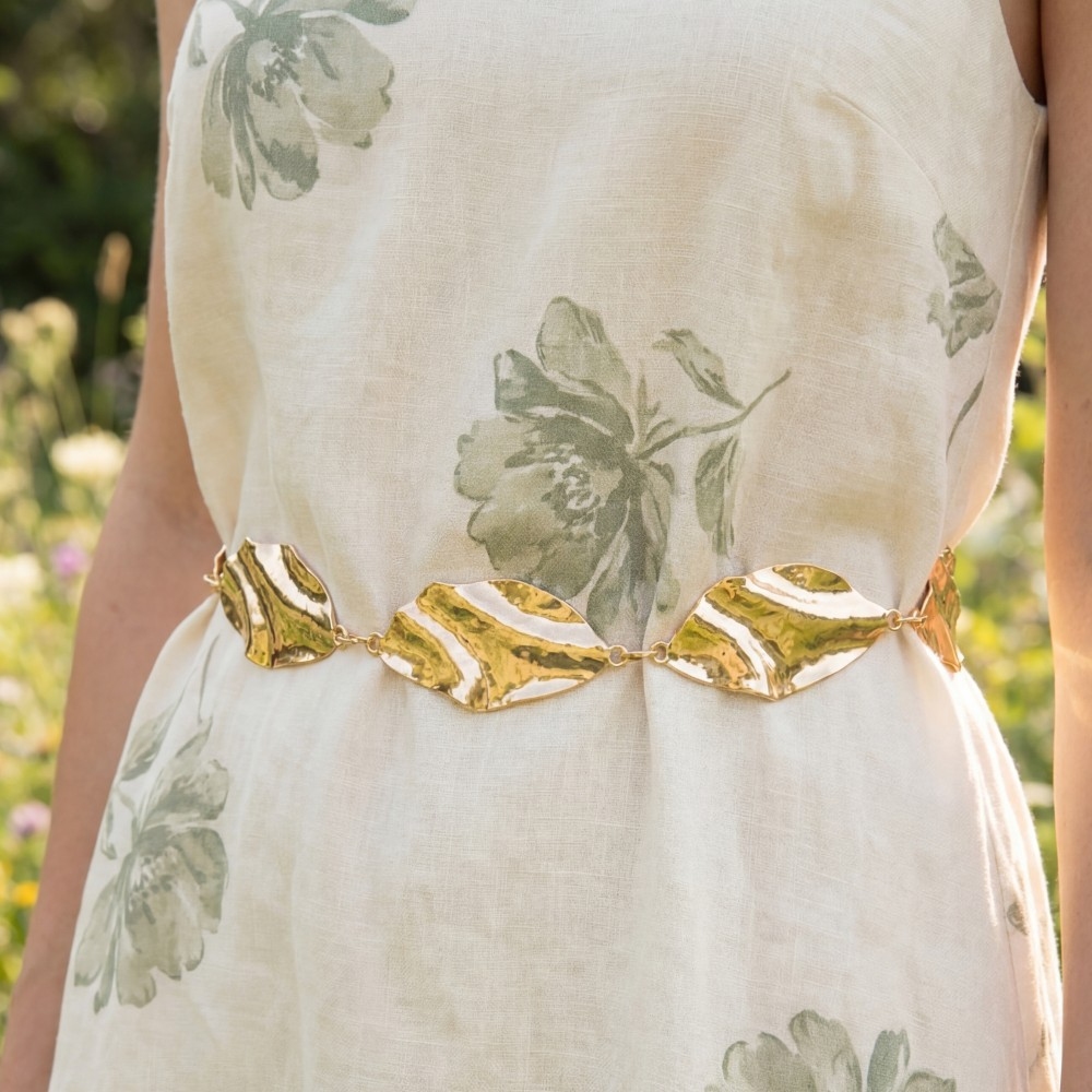 Hammered Leaf Link Chain Belt