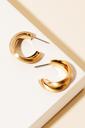 Layered Brushed Metallic Hoop Earrings