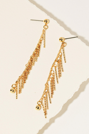 Textured Metallic Bar Charms Dangle Earrings