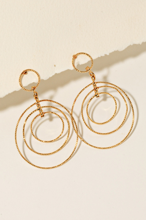 Layered Textured Hoop Dangle Earrings