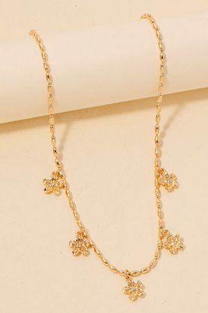 Metallic Flower Statin Charms Beaded Necklace